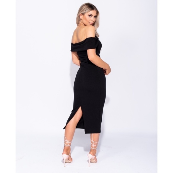 🆕 FEMME FATALE BLACK BARDOT DRESS - Picture 7 of 7